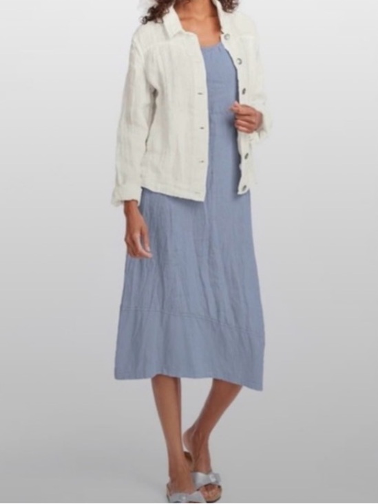 Flax Dresses & Skirts - Flax Light Blue Linen Tank dress with Seamed Waist